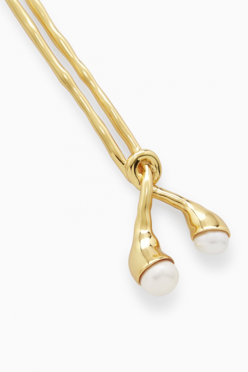 COS Freshwater Pearl Hair Pin Haj Kiegészítők Női Arany | KPMW-41587