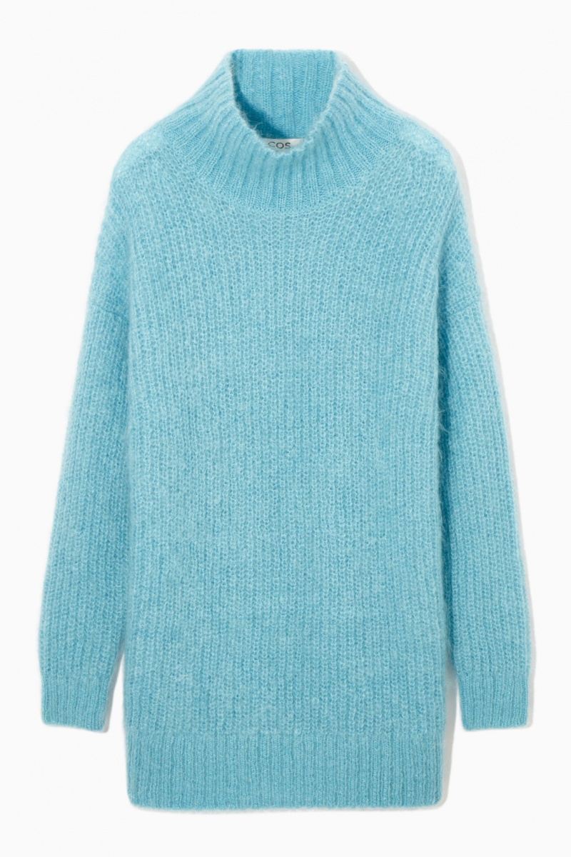 COS Funnel-Neck Mohair Tunic Pulóverek Női Világos Türkiz | MJIC-45816