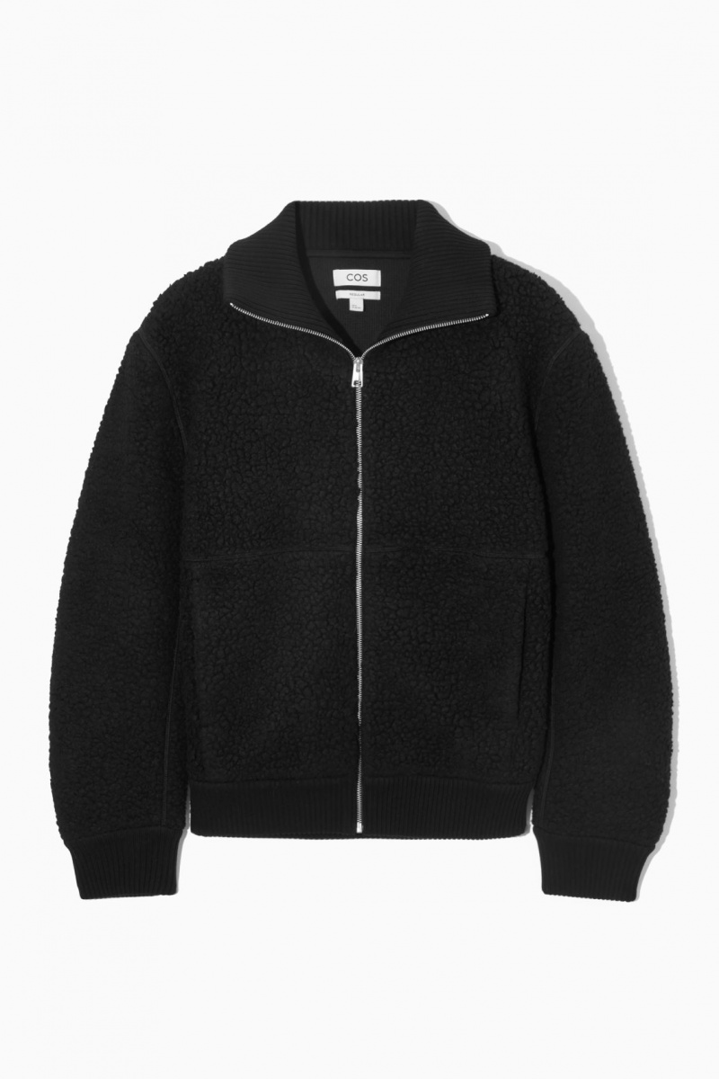 COS Funnel-Neck Teddy Kabát Férfi Fekete | BPIR-48103