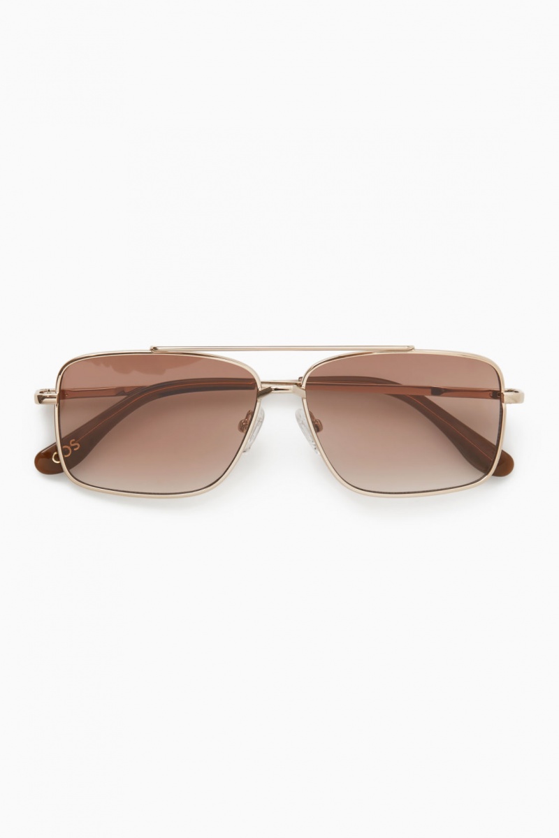 COS Gold-Tone Aviator Napszemüvegek Női Arany | OVGQ-65239