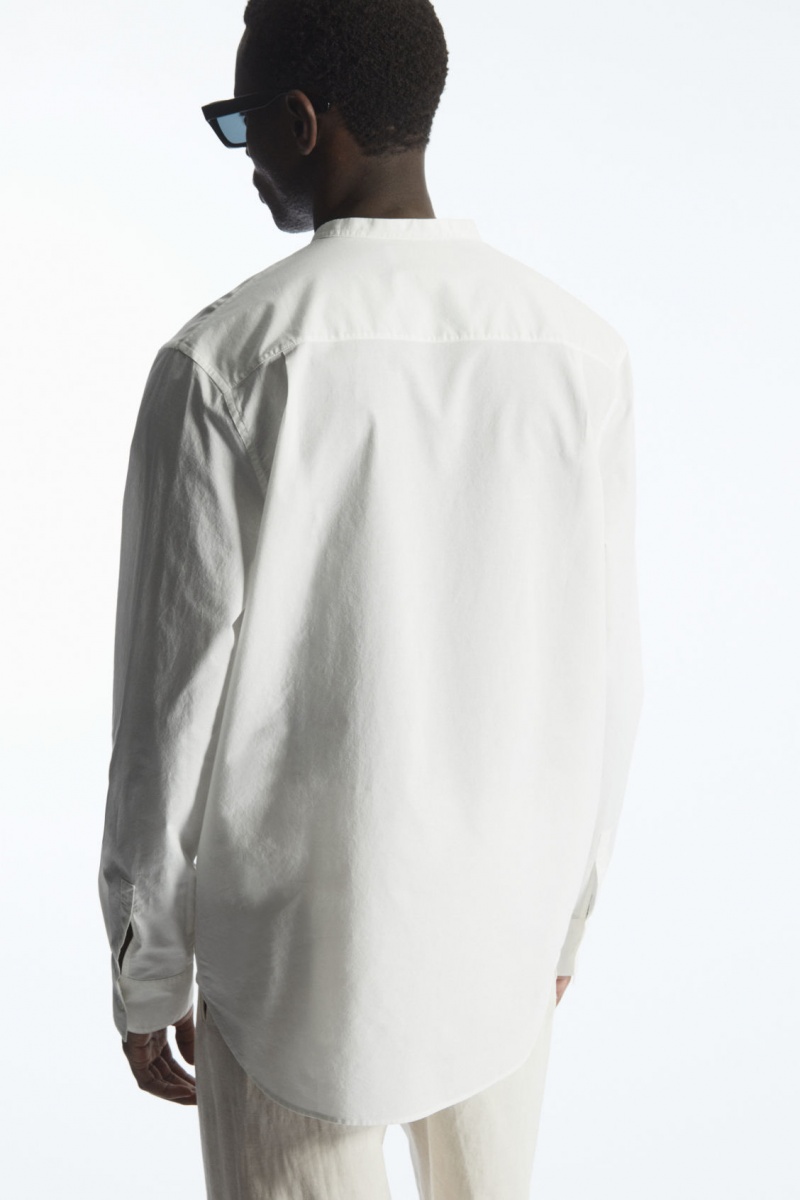 COS Grandad-Collar Half-Placket Ingek Férfi Fehér | RSQL-46983