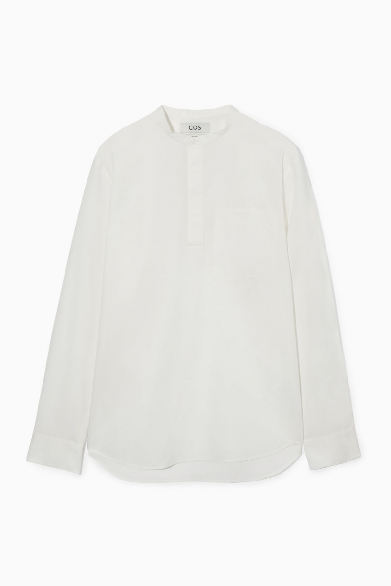 COS Grandad-Collar Half-Placket Ingek Férfi Fehér | RSQL-46983