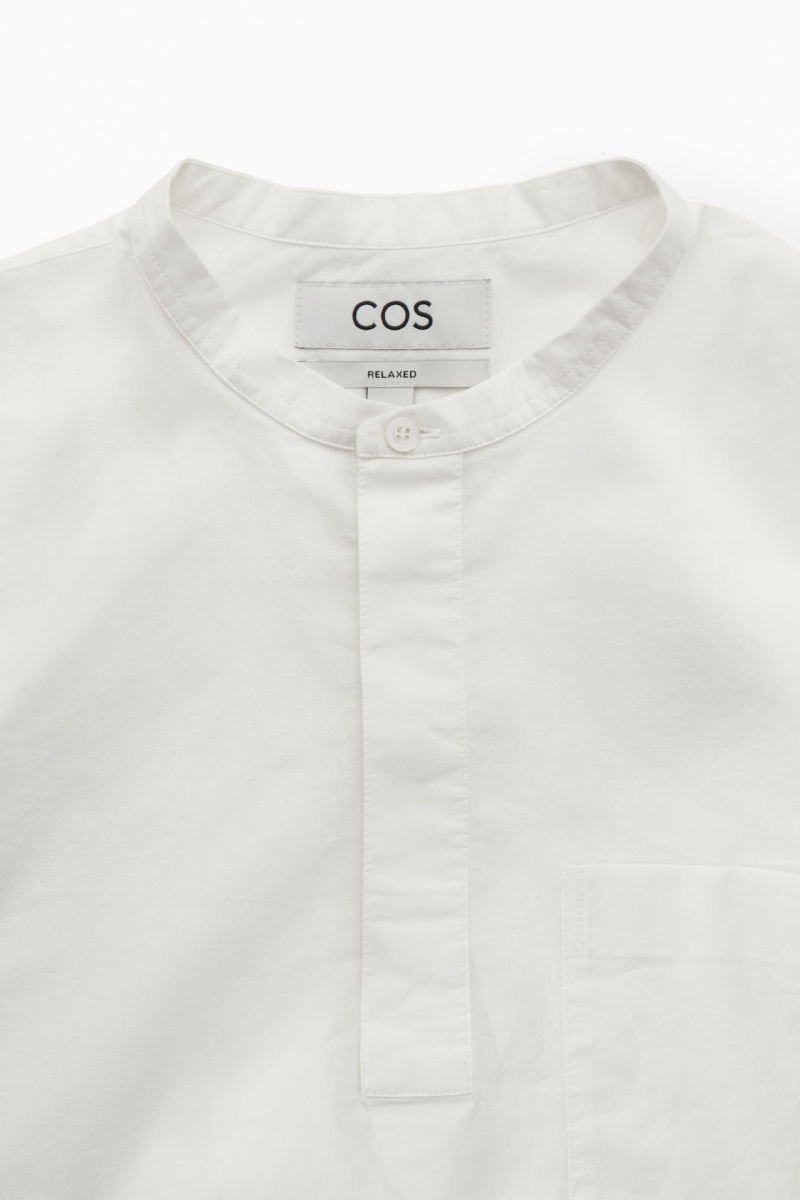 COS Grandad-Collar Half-Placket Ingek Férfi Fehér | RSQL-46983