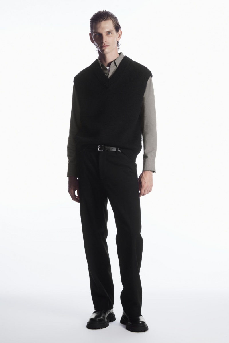 COS Gyapjú-Blend Relaxed Tailored Nadrág Férfi Fekete | HKCX-59072