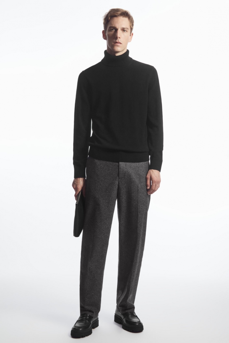 COS Gyapjú-Cashmere Turtleneck Pulóverek Férfi Fekete | UHSW-43076