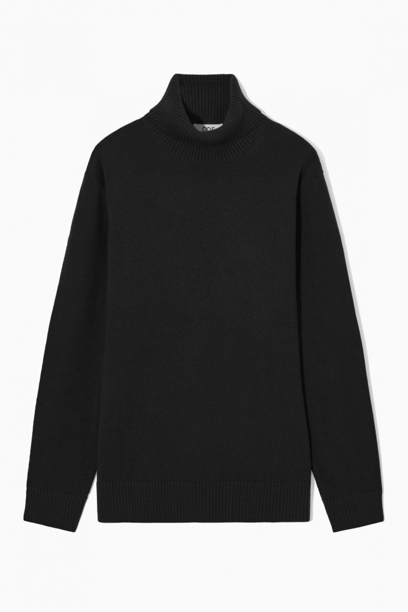 COS Gyapjú-Cashmere Turtleneck Pulóverek Férfi Fekete | UHSW-43076