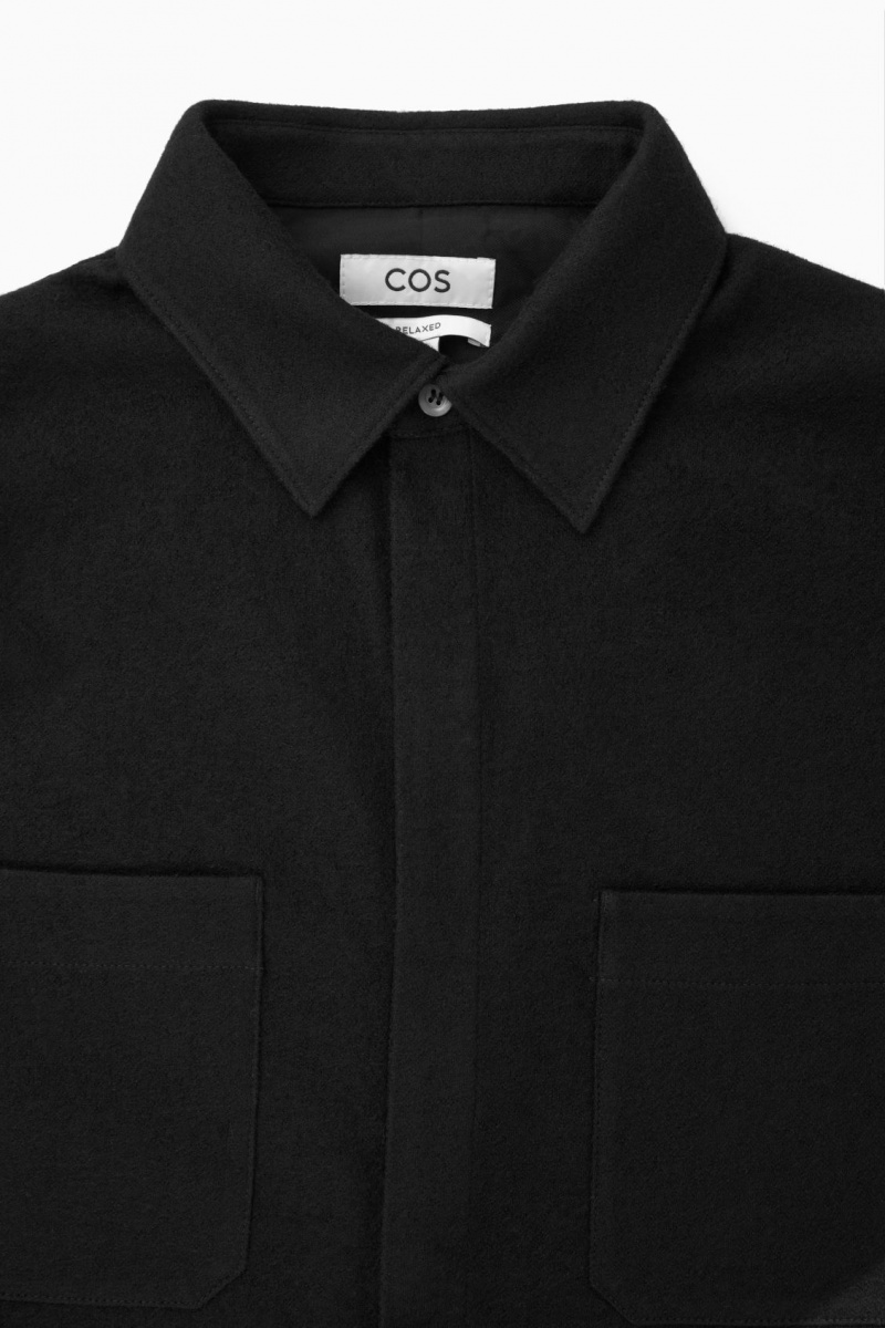 COS Gyapjú-Jersey Overshirt Ingek Férfi Fekete | GTPX-18690