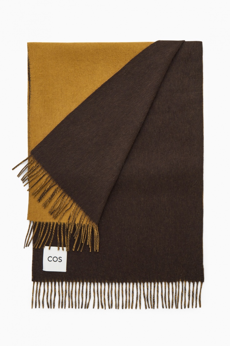 COS Gyapjú And Cashmere-Blend Fringed Sál Férfi Sötétbarna | IEBY-87265