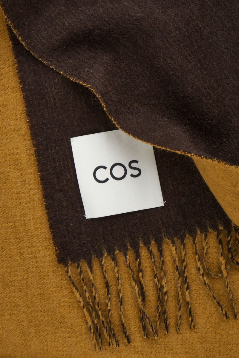 COS Gyapjú And Cashmere-Blend Fringed Sál Férfi Sötétbarna | IEBY-87265