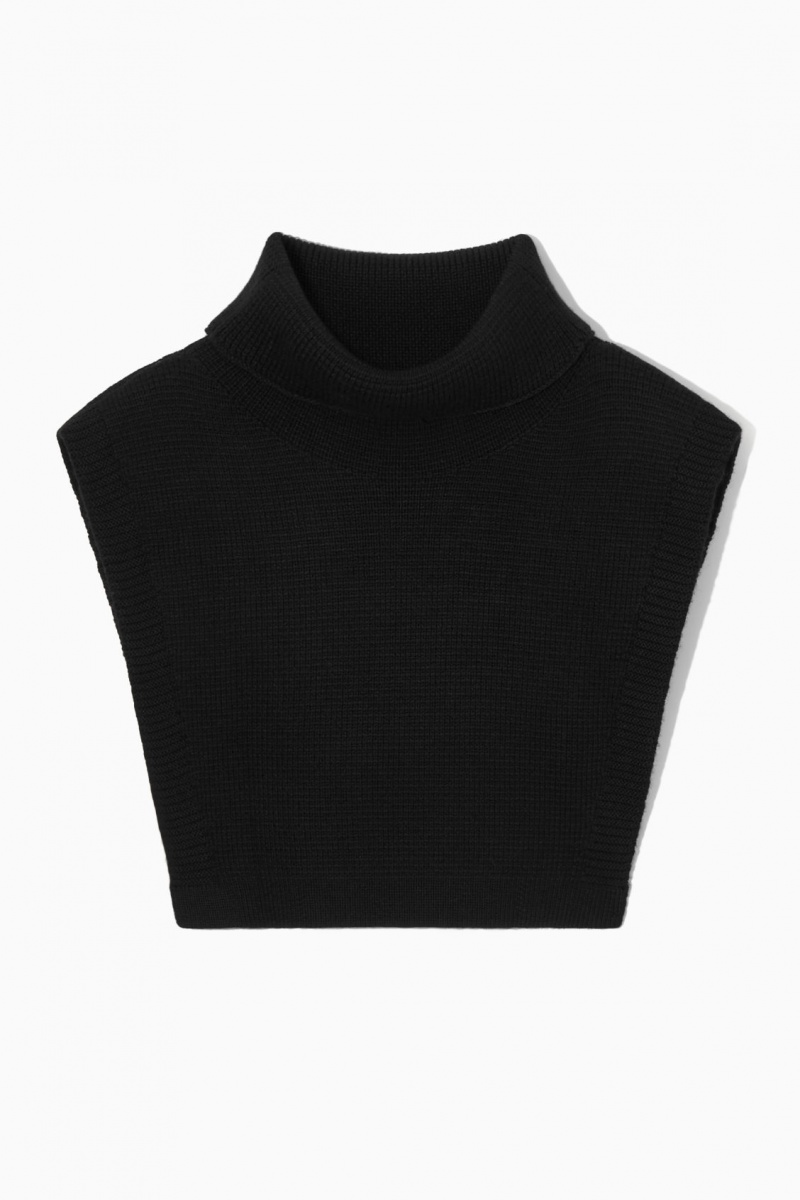 COS Gyapjú Rollneck Collar Mellény Férfi Fekete | HVFP-90365