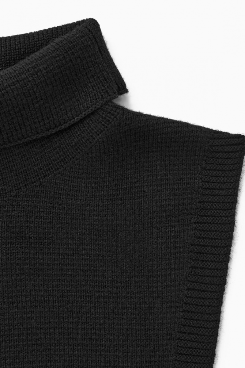 COS Gyapjú Rollneck Collar Mellény Férfi Fekete | HVFP-90365