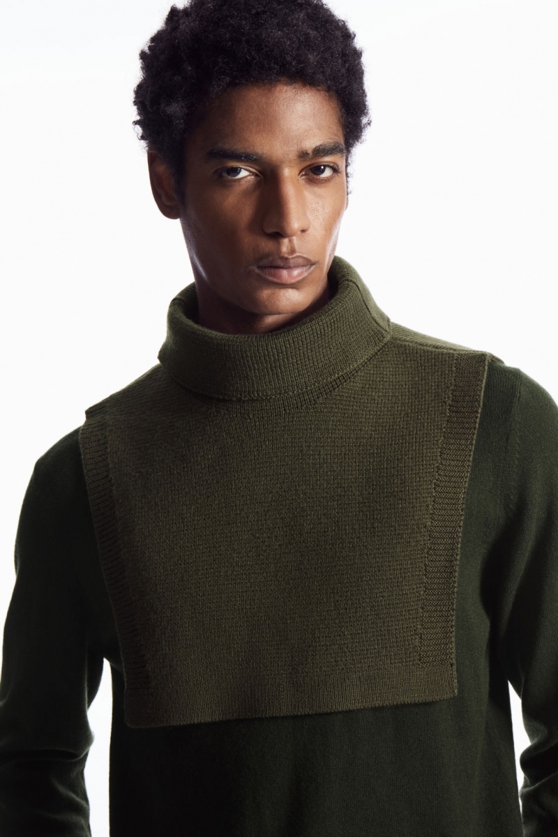 COS Gyapjú Rollneck Collar Mellény Férfi Sötétkhaki | WBPF-71840