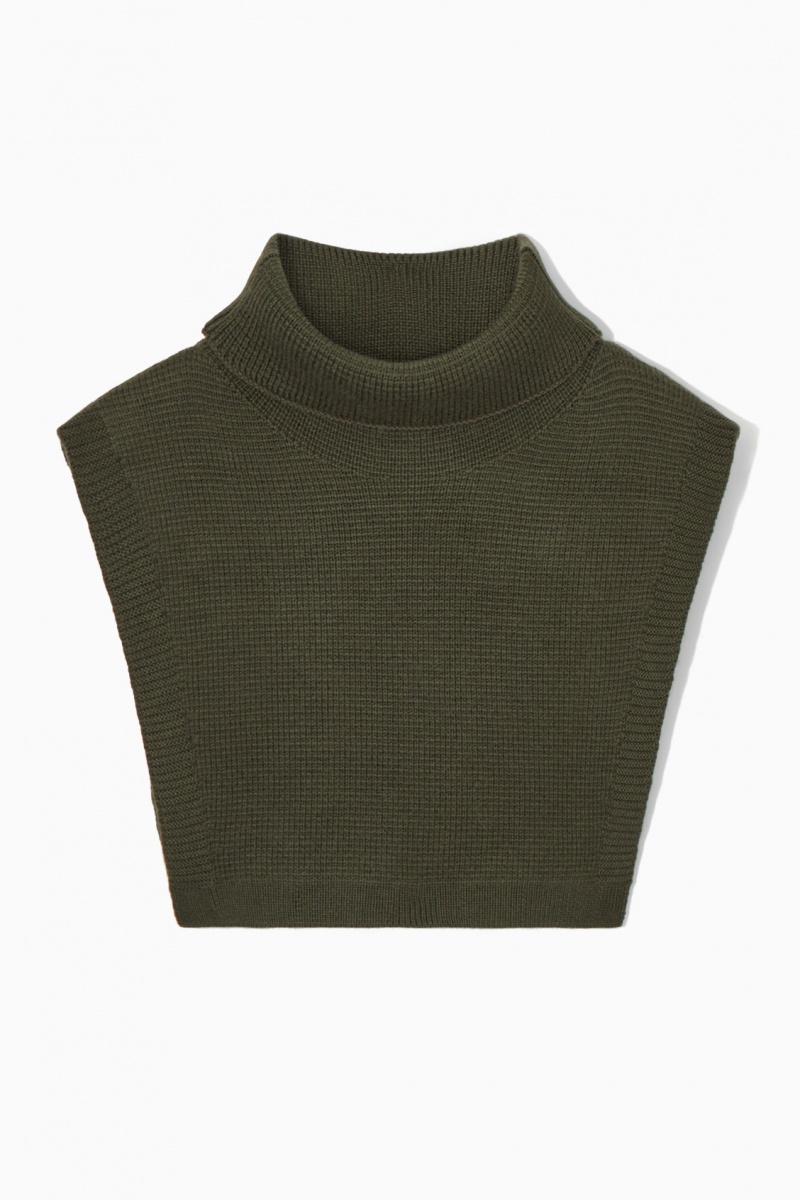 COS Gyapjú Rollneck Collar Mellény Férfi Sötétkhaki | WBPF-71840