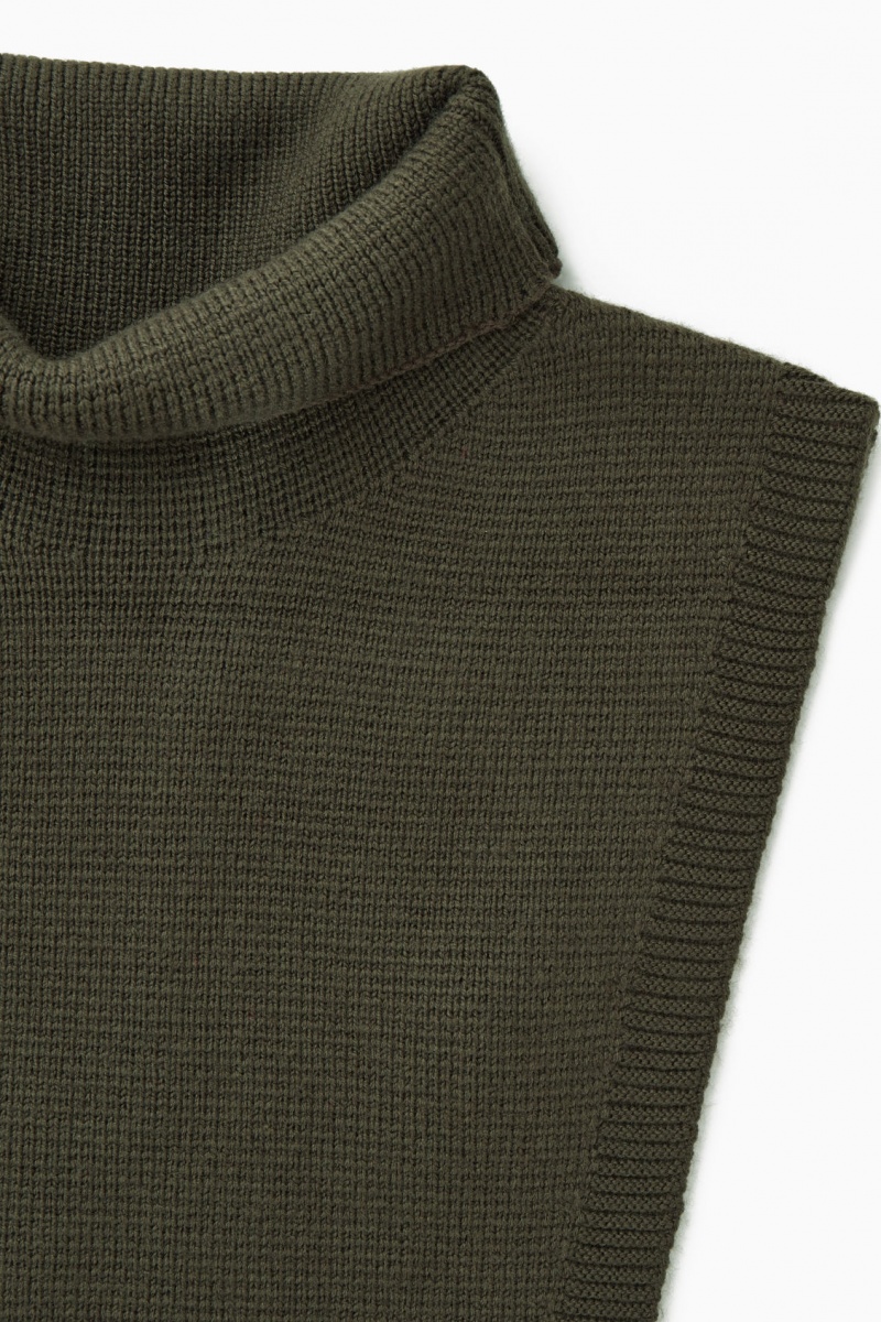 COS Gyapjú Rollneck Collar Mellény Férfi Sötétkhaki | WBPF-71840