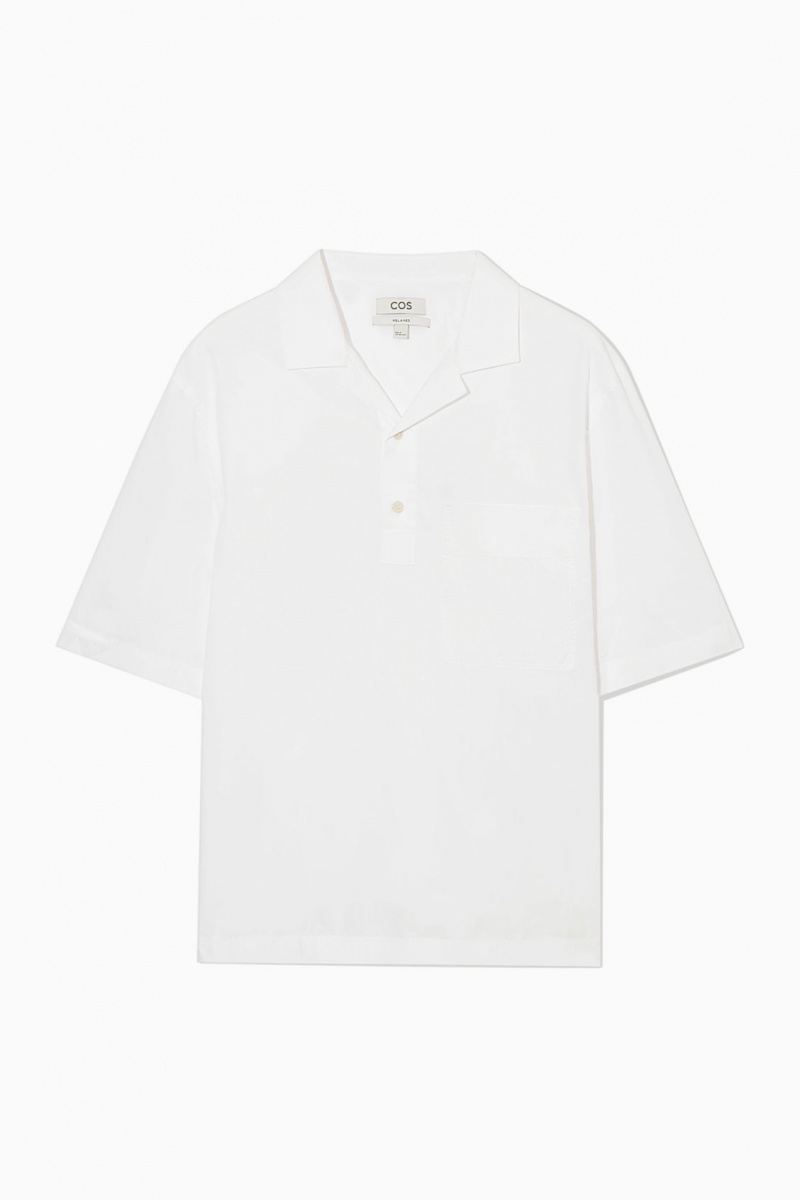 COS Half-Placket Rövid-Sleeved Ingek Férfi Fehér | ASDU-59062