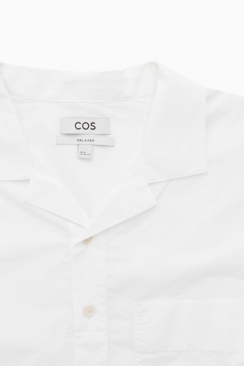 COS Half-Placket Rövid-Sleeved Ingek Férfi Fehér | ASDU-59062