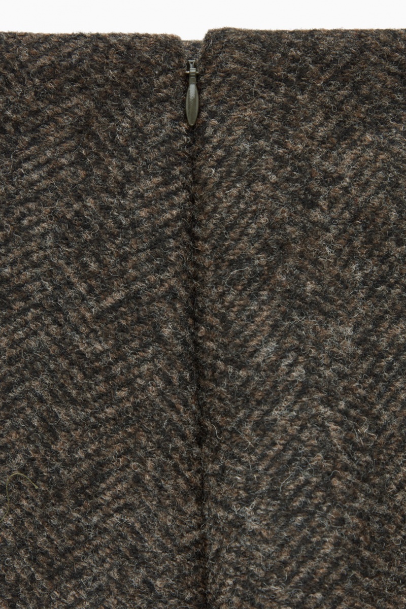 COS Herringbone Gyapjú-Blend Mini Szoknya Női Sötétbarna | QNYK-79612