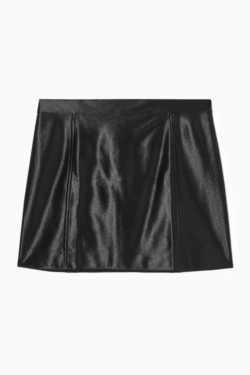 COS High-Shine Satin Mini Szoknya Női Fekete | XHER-61028