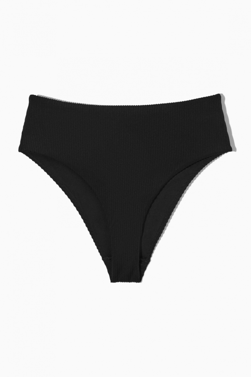 COS High-Waisted Bordázott Bikini Briefs Úszóruhák Női Fekete | VDOZ-37824