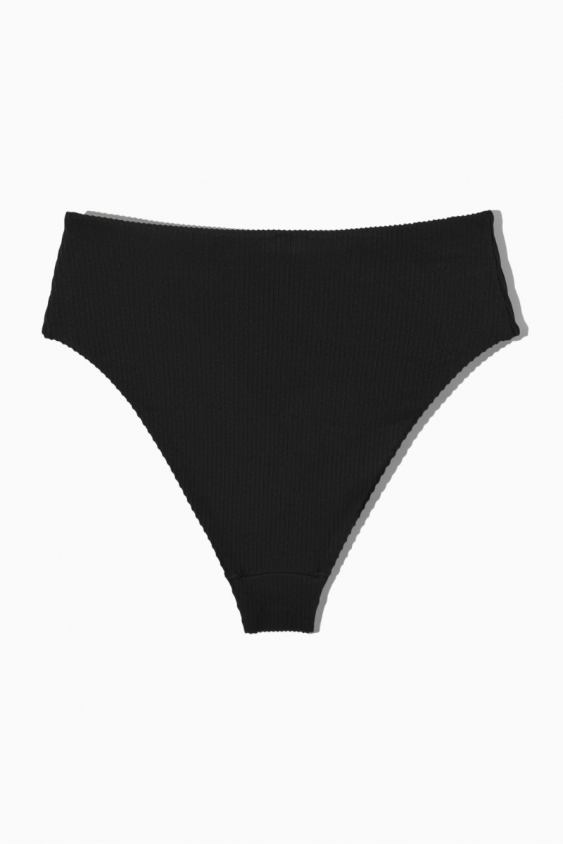 COS High-Waisted Bordázott Bikini Briefs Úszóruhák Női Fekete | VDOZ-37824