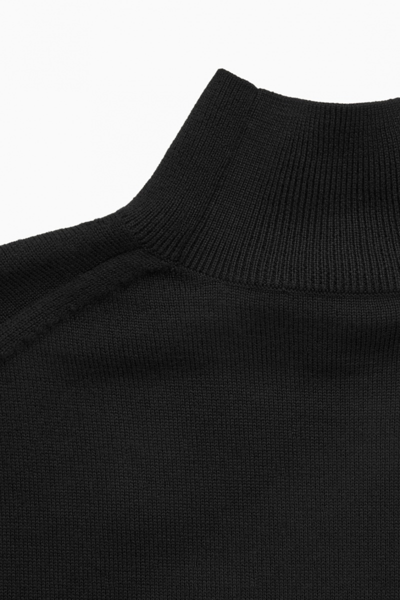 COS Könnyű Merino-Gyapjú Turtleneck Ruha Női Fekete | UEQP-73491