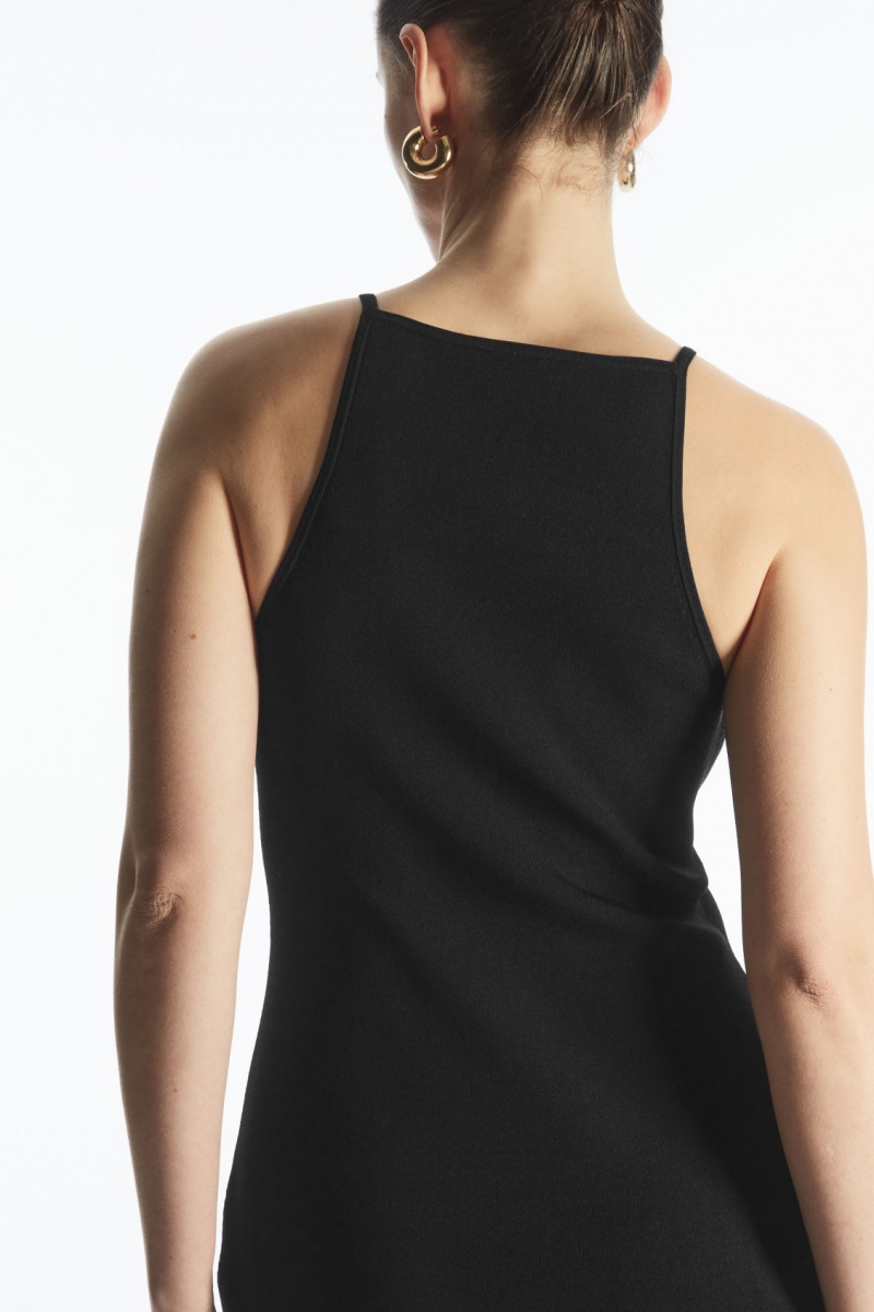 COS Kötött Bodycon Mini Ruha Női Fekete | BNCR-39286