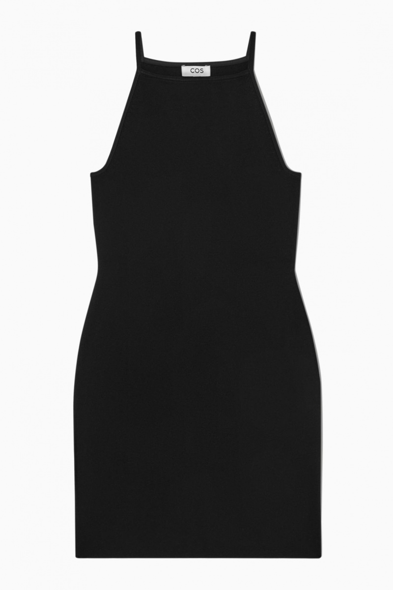 COS Kötött Bodycon Mini Ruha Női Fekete | BNCR-39286