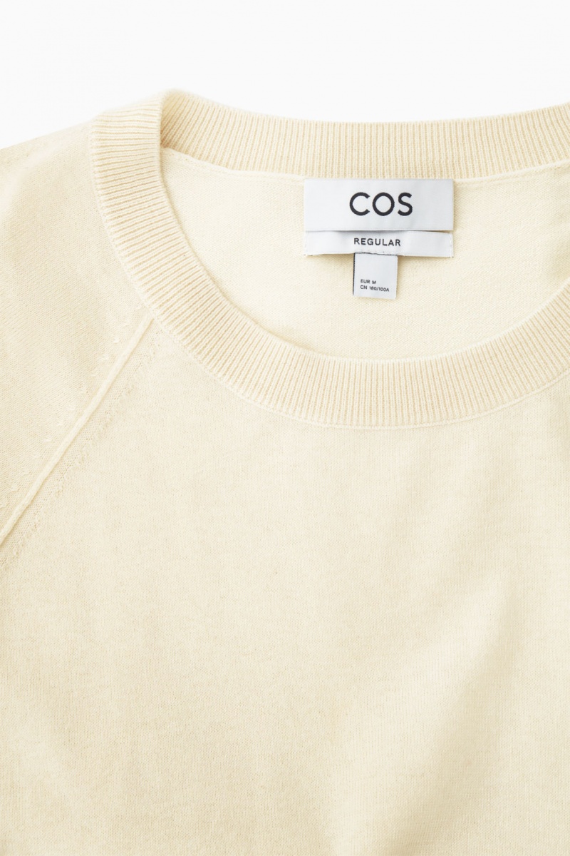 COS Kötött Cashmere-Blend Póló Férfi Krém | XTVZ-24816