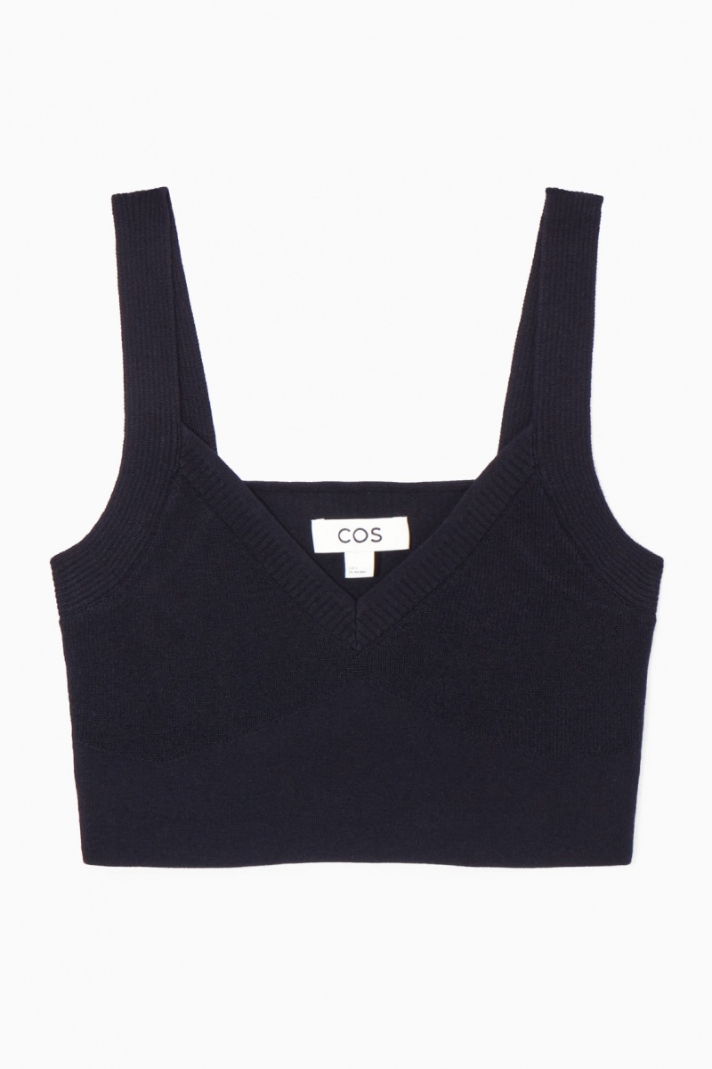 COS Kötött V-Neck Bralette Melltartók Női Sötétkék | QIJA-28615