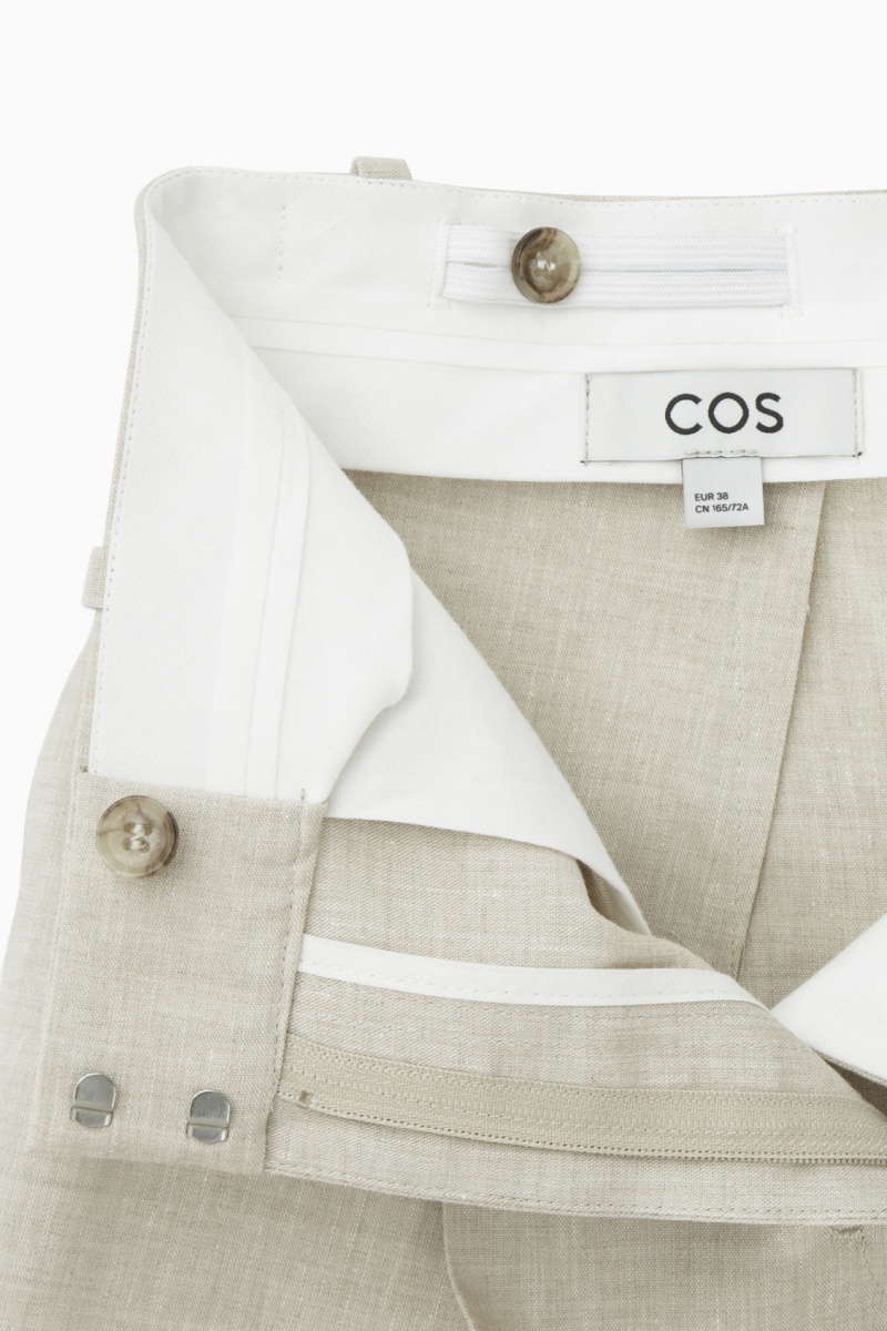 COS Linen-Blend Széles Cipő-Leg Tailored Nadrág Női Bézs | SNJR-86450