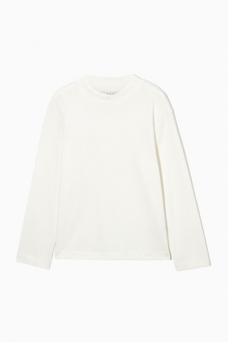 COS Long-Sleeved Mock-Neck Póló Női Fehér | KBFI-56834