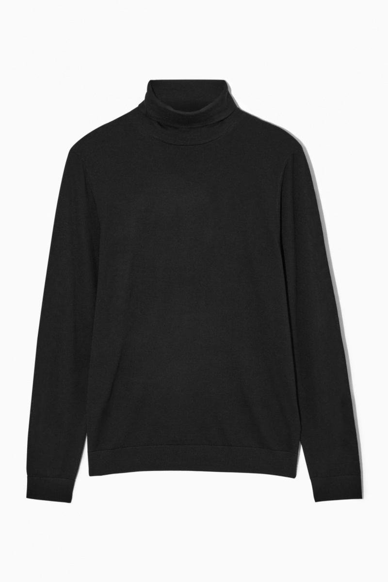 COS Merino Gyapjú Turtleneck Pulóverek Férfi Fekete | WKTS-95071