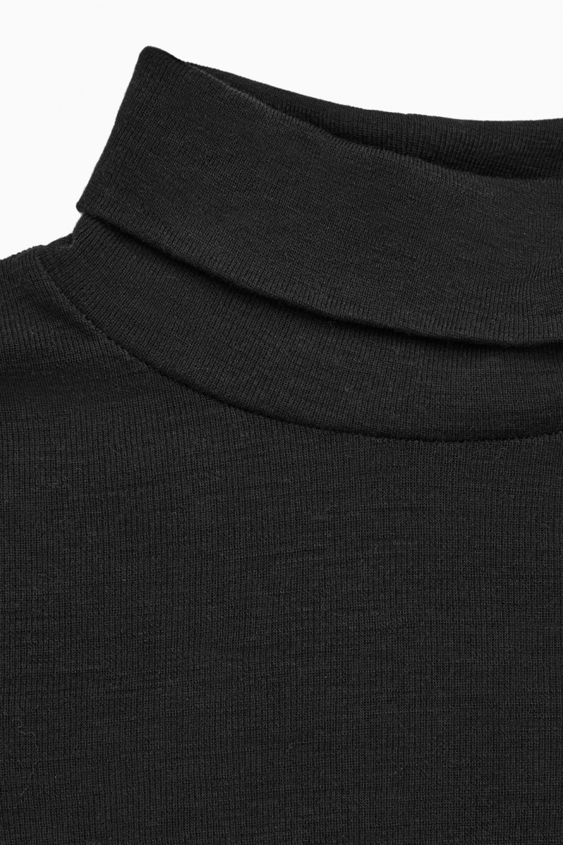 COS Merino Gyapjú Turtleneck Top Pulóverek Női Fekete | TXAF-92035