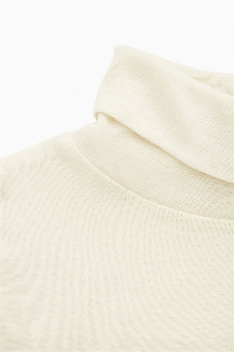 COS Merino Gyapjú Turtleneck Top Pulóverek Női Fehér | FAYJ-80426