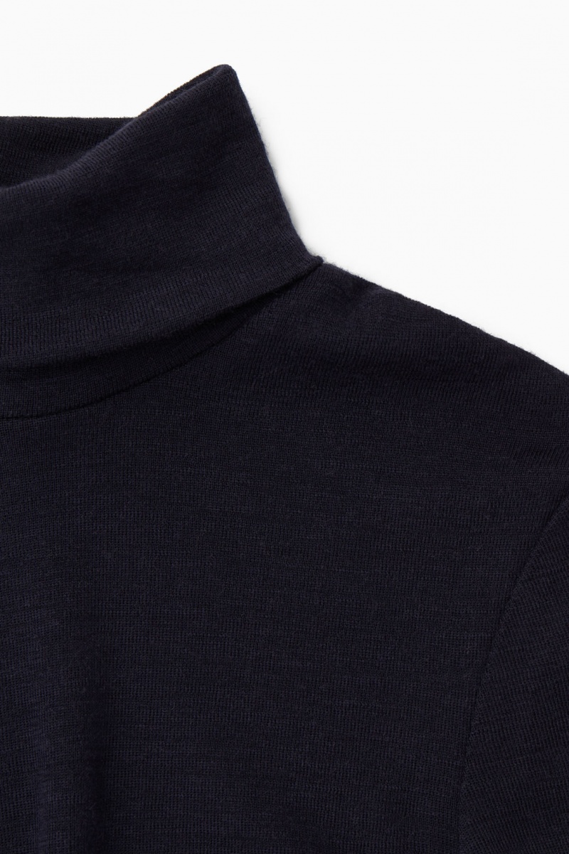 COS Merino Gyapjú Turtleneck Top Pulóverek Női Sötétkék | JBRN-49751