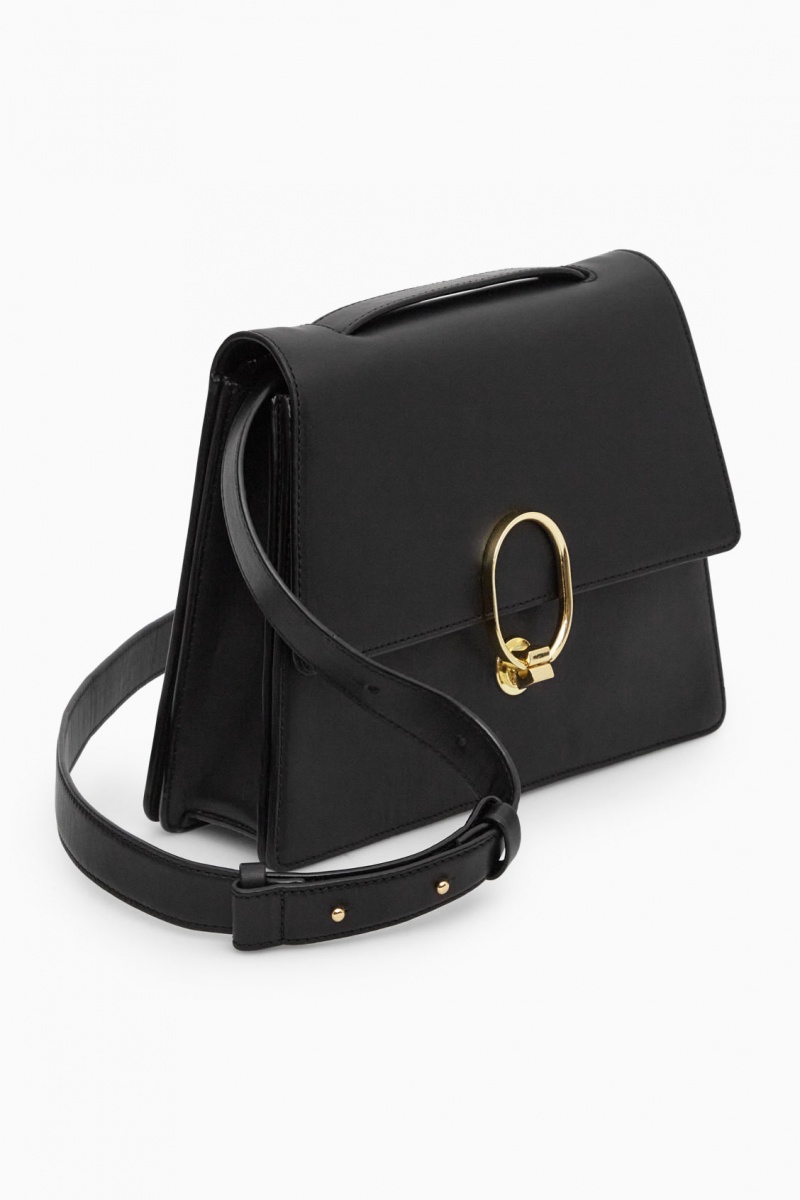 COS Mini Clasp Crossbody Bőr Crossbody Táska Női Fekete | AORP-25834