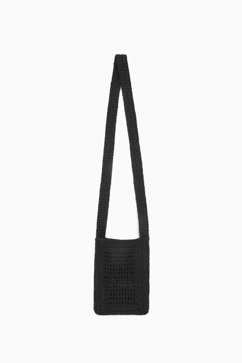 COS Mini Crochet Crossbody Táska Férfi Fekete | ENYW-03178