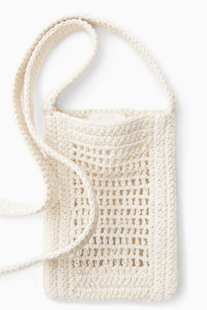 COS Mini Crochet Crossbody Táska Férfi Krém | CWMQ-37852