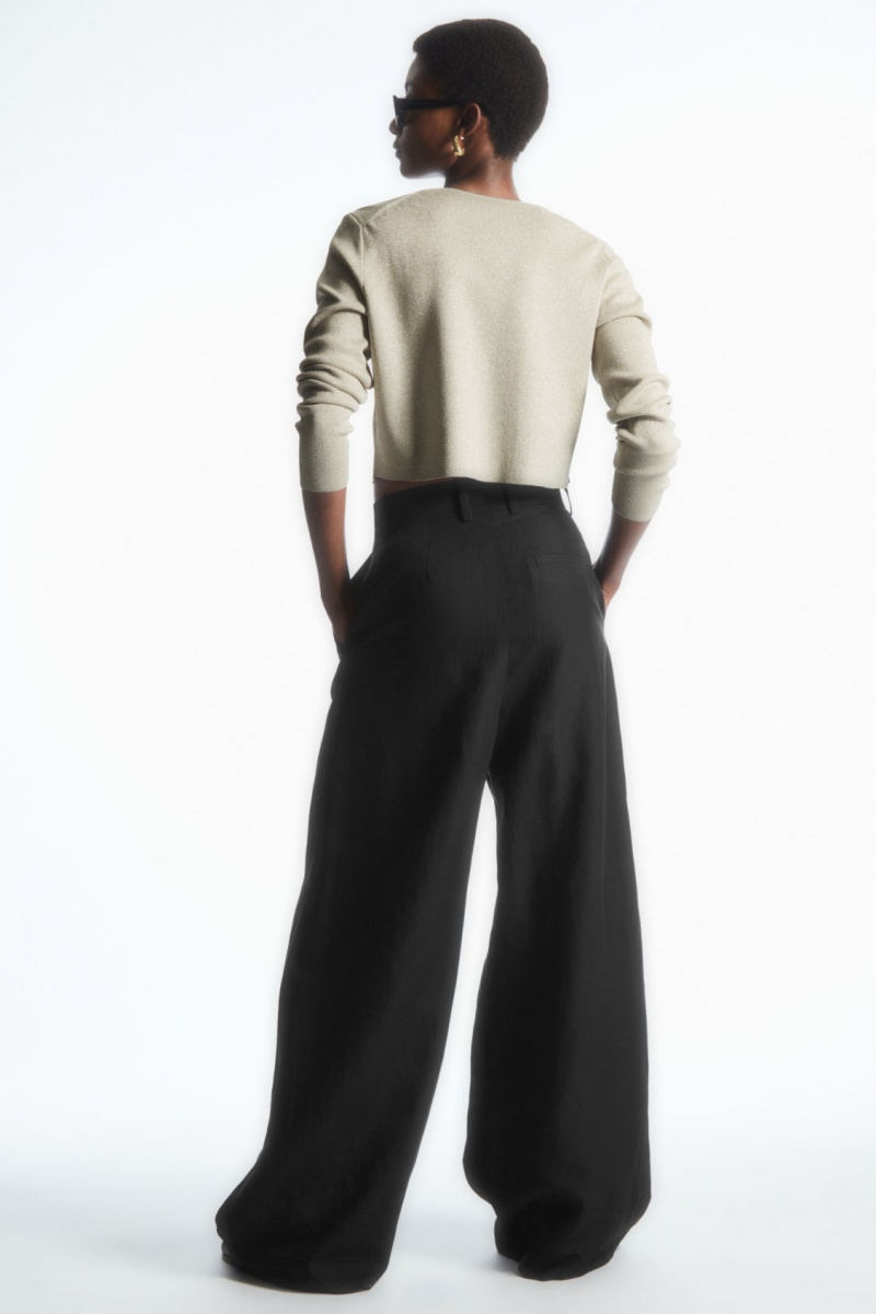 COS Minimal Cropped V-Neck Kardigán Női Krém | FMBW-63724