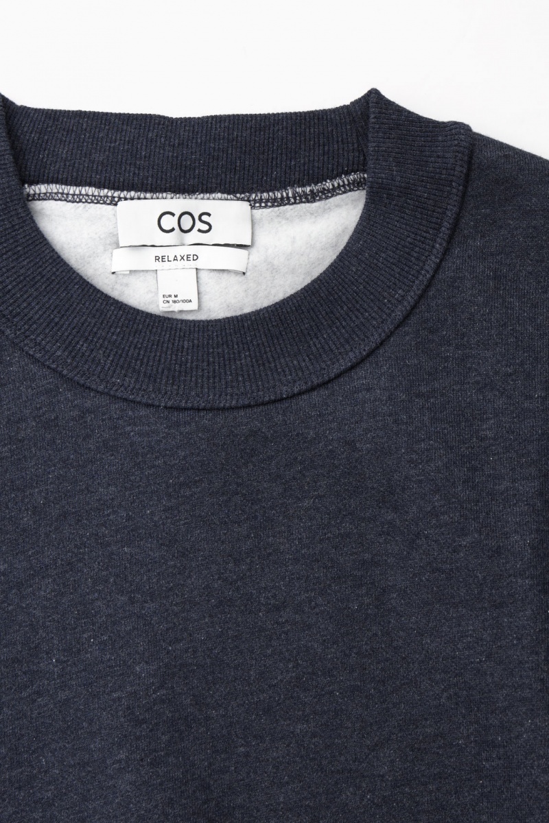 COS Mock-Neck Pulóver Férfi Sötétkék | NJFU-13485