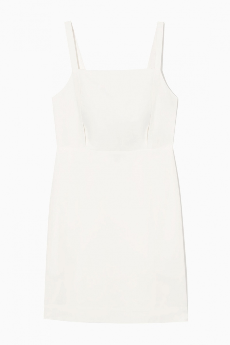 COS Open-Back Mini Pinafore Ruha Női Fehér | KMJC-93281