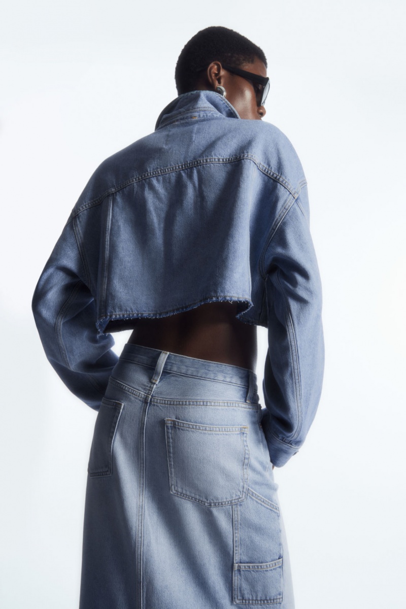 COS Oversized Cropped Denim Overshirt Ingek Női Világos Kék | GFCB-98304