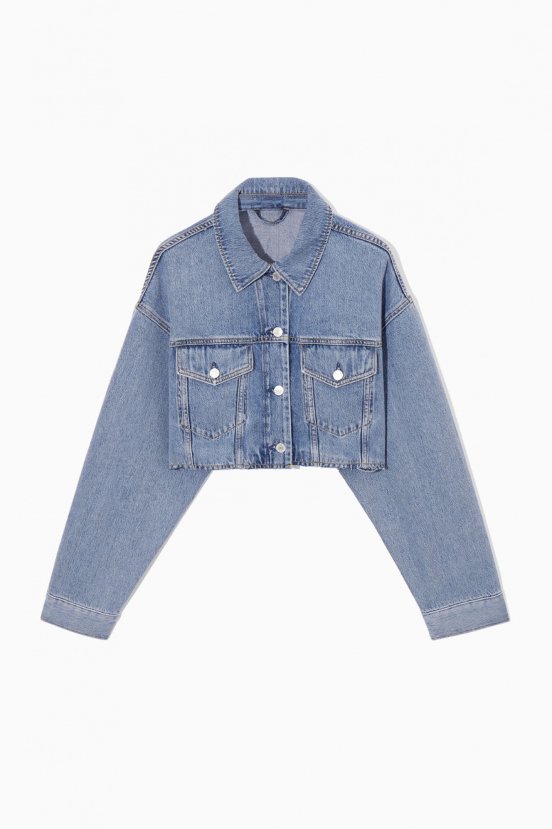 COS Oversized Cropped Denim Overshirt Ingek Női Világos Kék | GFCB-98304