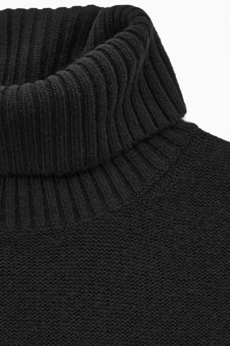 COS Oversized Gyapjú Roll-Neck Pulóverek Női Fekete | HZGV-97145