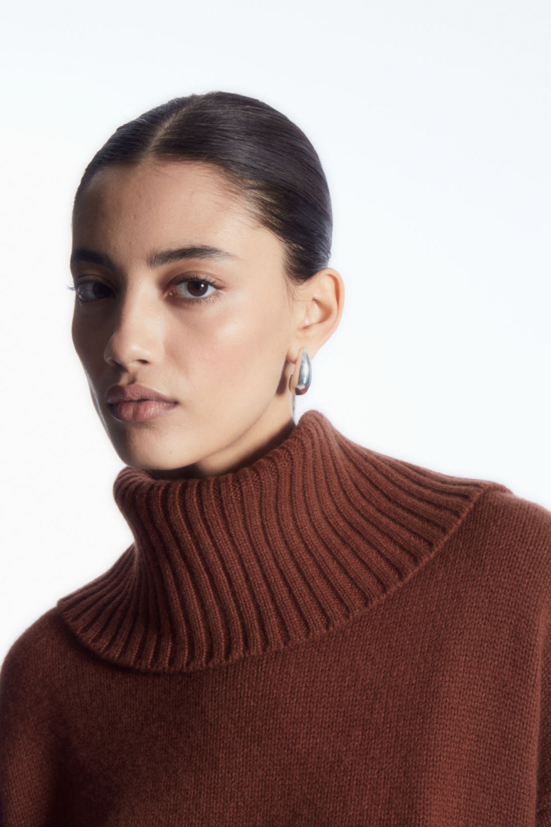 COS Oversized Pure Cashmere Roll-Neck Pulóverek Női Piros | CTDU-50914