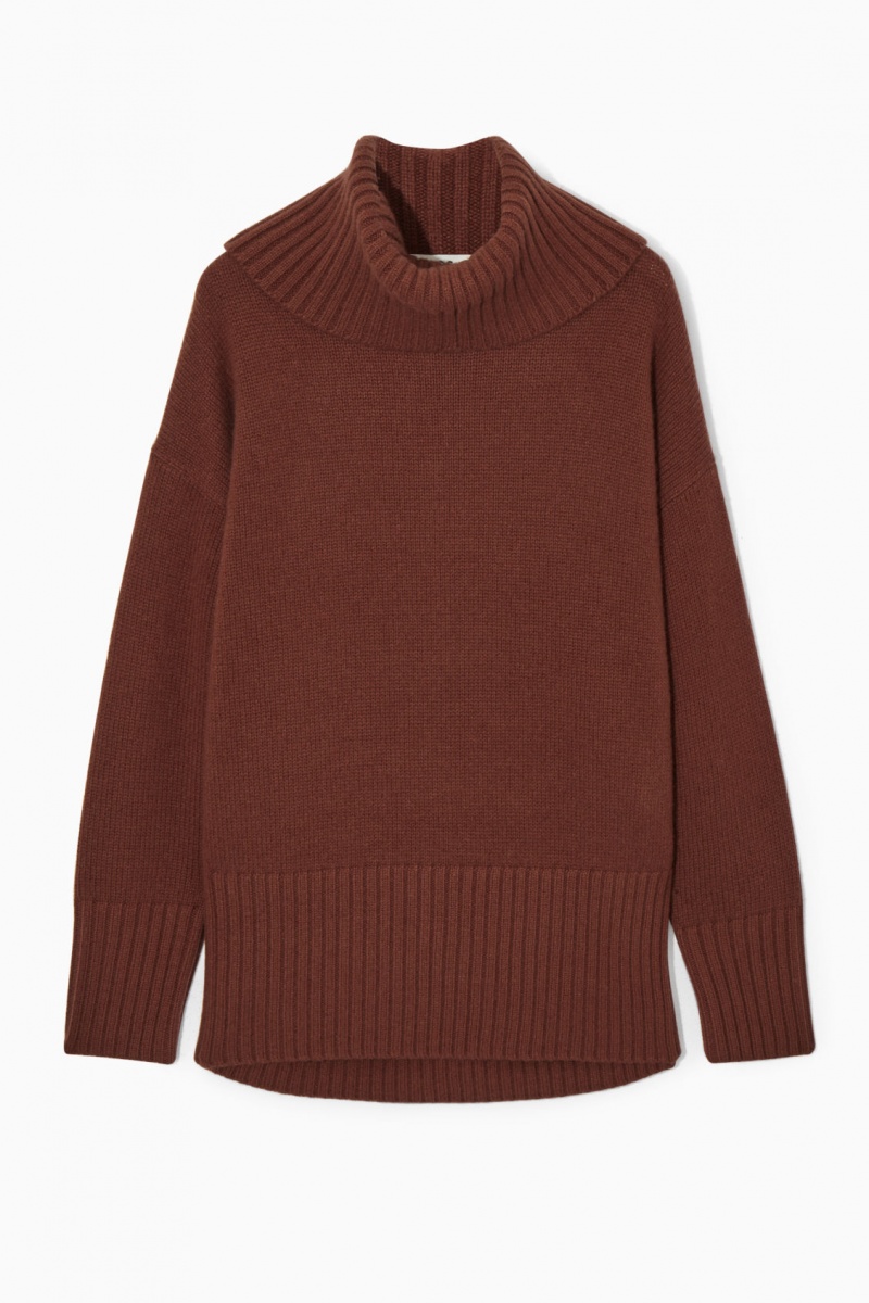 COS Oversized Pure Cashmere Roll-Neck Pulóverek Női Piros | CTDU-50914