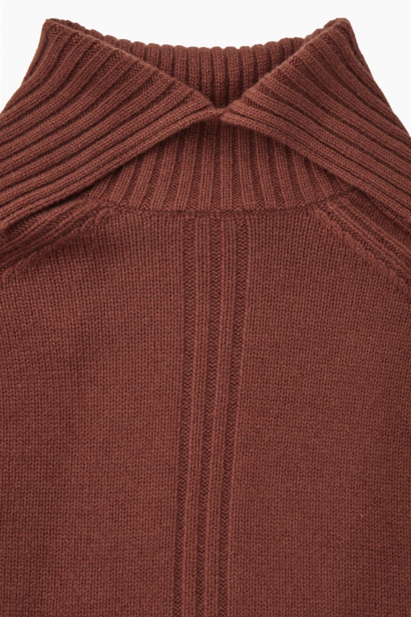 COS Oversized Pure Cashmere Roll-Neck Pulóverek Női Piros | CTDU-50914