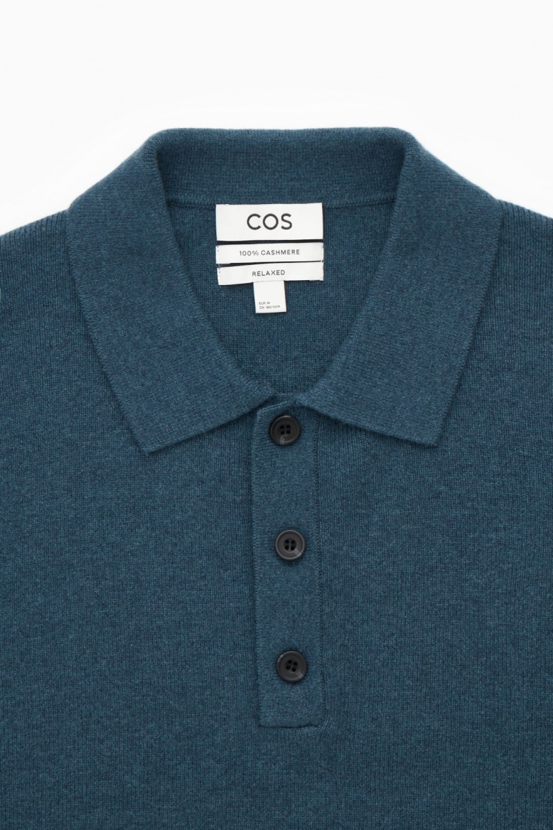 COS Pure Cashmere Pólóing Férfi Türkiz | ZAEI-02481