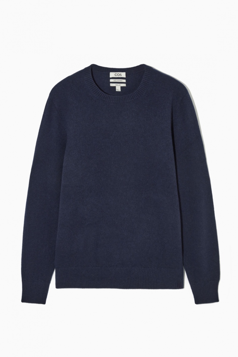 COS Pure Cashmere Pulóverek Férfi Sötétkék | KGPU-75081