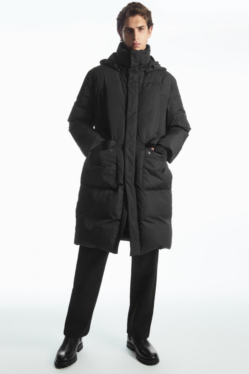 COS Recycled-Down Puffer Kabátok Férfi Fekete | VUKD-32061